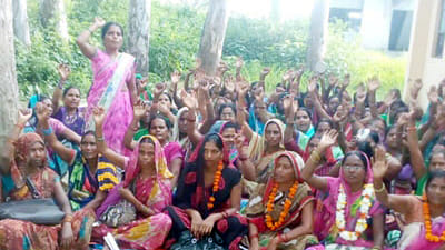The project centers on a woman Anganwadi workers continue agitation