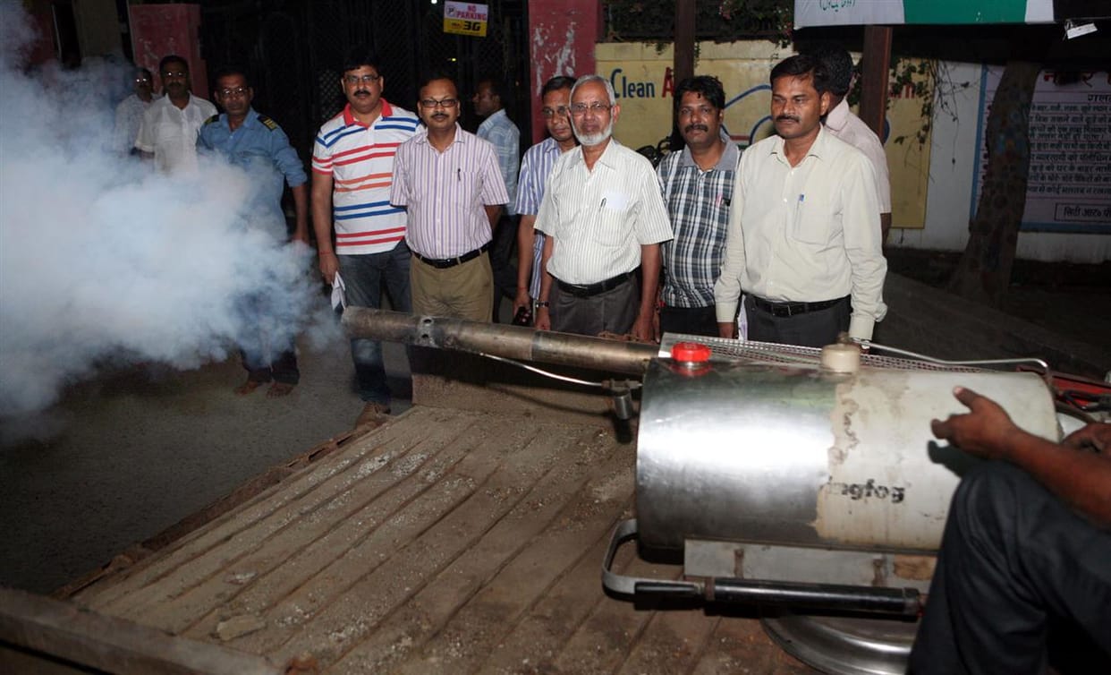 In the name of fogging, spraying kerosene