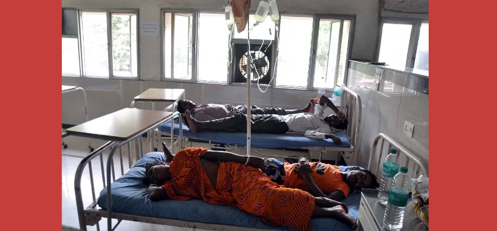 Female and male patient being plated on a bed of glucose