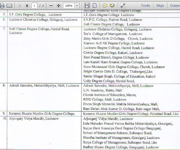  Lucknow university backpaper and improvement exam centers list.