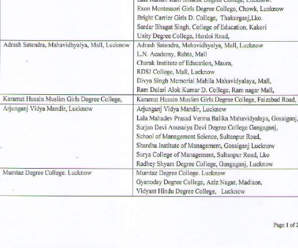  Lucknow university backpaper and improvement exam centers list.