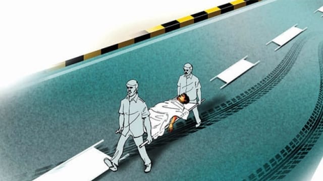 newspaper seller trample down by bus driver 