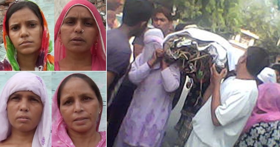 son missing and father died, three daughters gave shoulder to father bier in rohtak