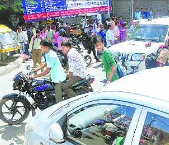city suffering from jam due to exam