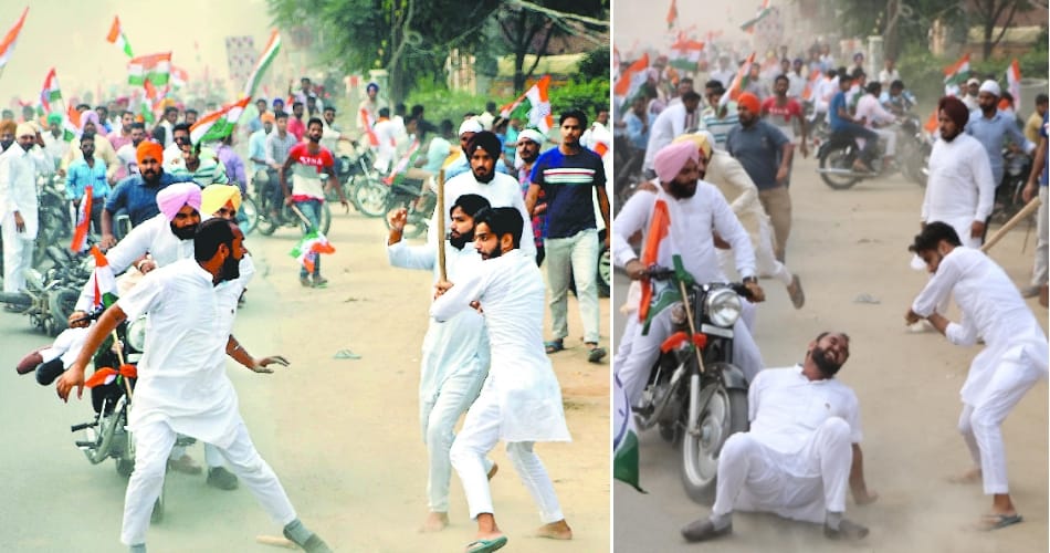 Akali workers attacks on congress bike rally at amritsar