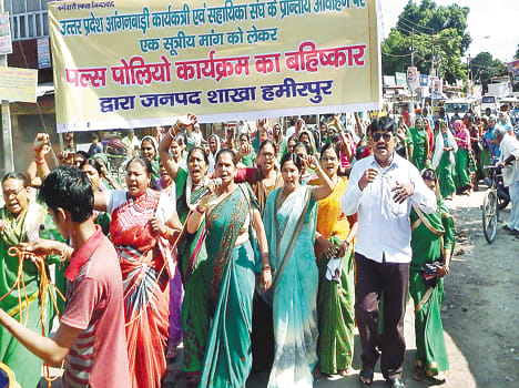 Anganwadi pulled by procession