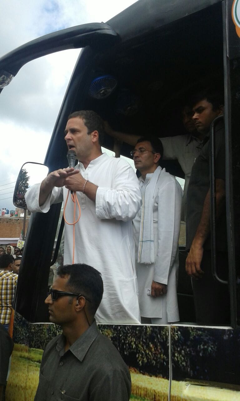 man throws shoe on rahul, road show sitapur