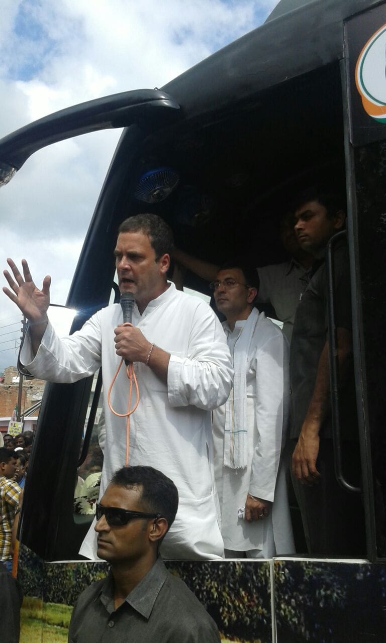 man throws shoe on rahul, road show sitapur
