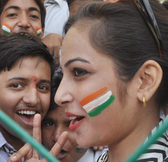 Celebrating the victory of the team India