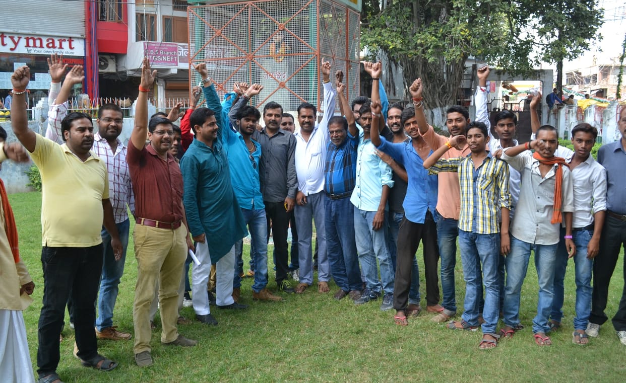 Beating kidnapped protest BJP staging a sit-in