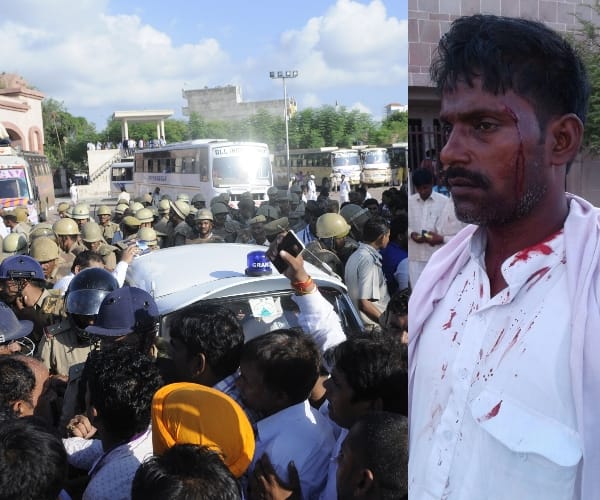  Police lathicharge on gram pradhans.