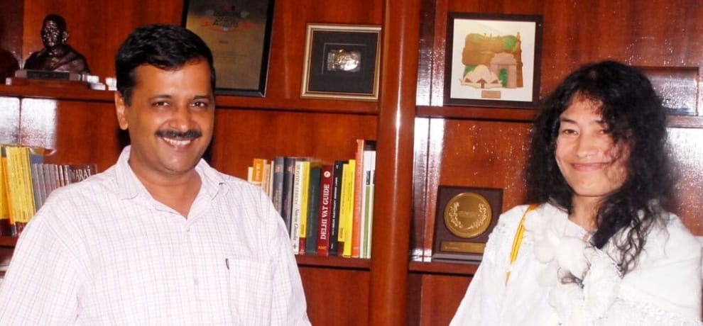 irome sharmila meets kejriwal and asks winning tips