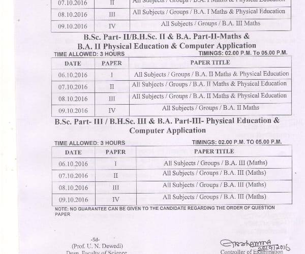 Back paper exam schedule of lucknow university.