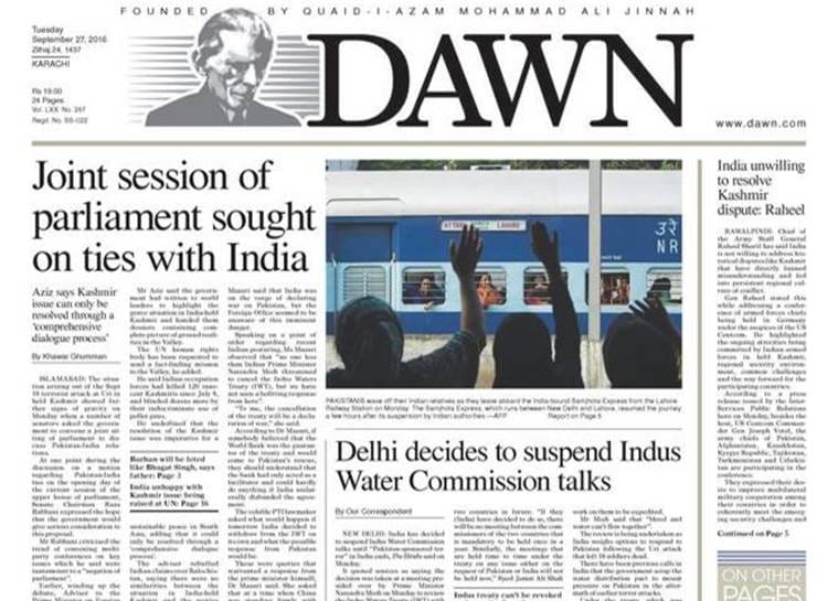 Pakistan newspapers skip Sushma Swaraj, focus is on Modi’s review of Indus Waters Treaty