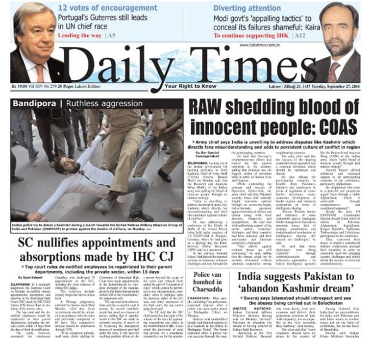 Pakistan newspapers skip Sushma Swaraj, focus is on Modi’s review of Indus Waters Treaty