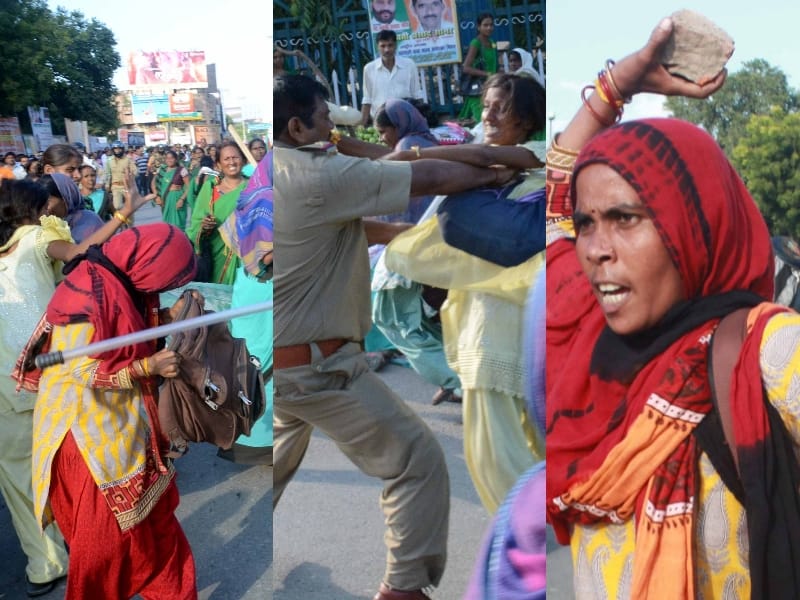  Protest of anganwadi protest in Lucknow.