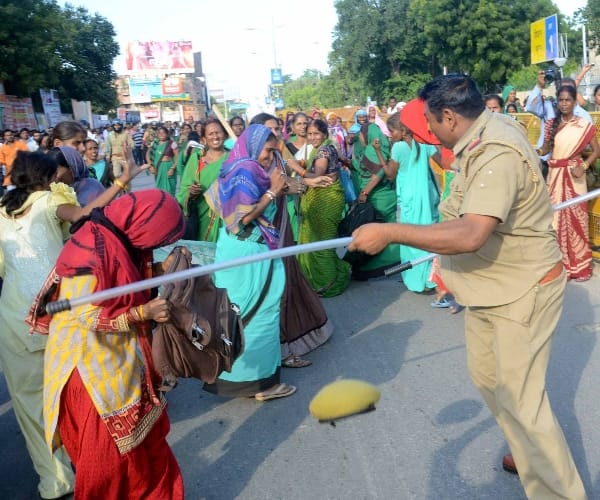  Protest of anganwadi protest in Lucknow.