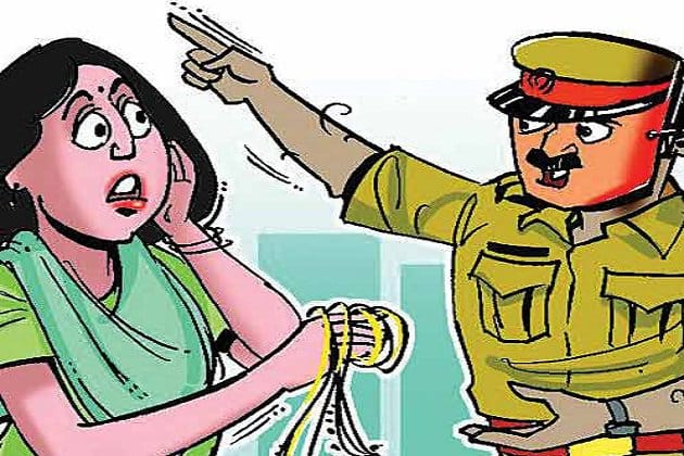 policeman mistreatment with woman 