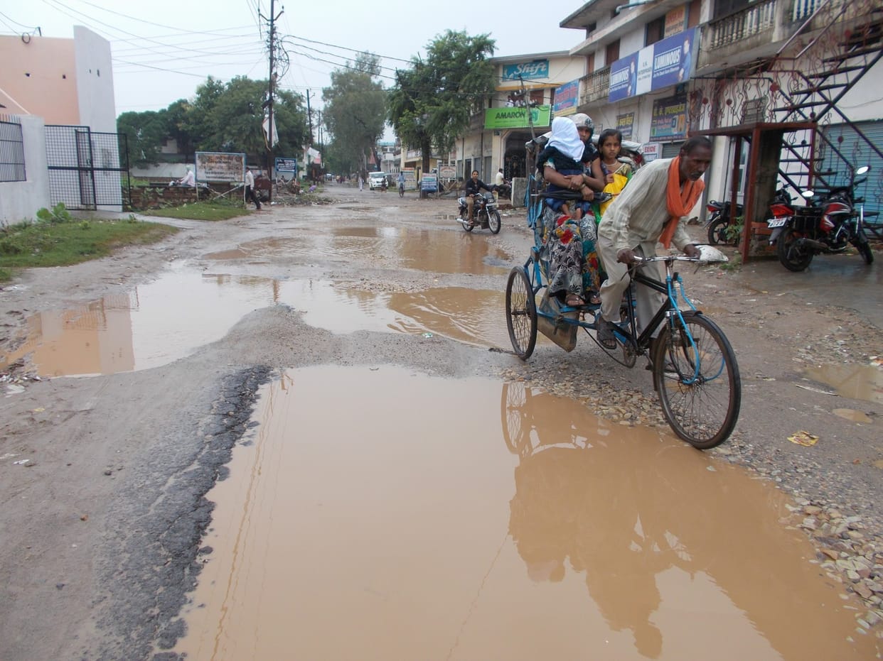 Rain waterlogged places, fell two house