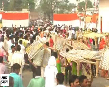 rahul gandhi khat panchayat in Rampur