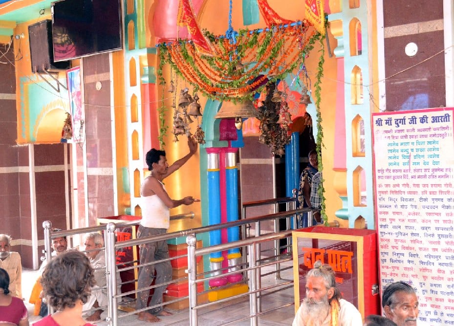 Dressed for Navratri Devi temple and sculptures