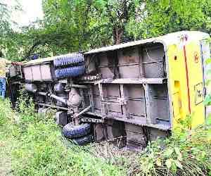 School bus overturned, both children saved