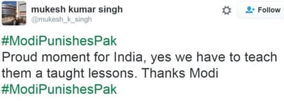 Trend- on social media, "modi punished Pakistan '