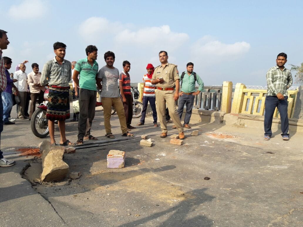 Damaged a chambal bridge which is connecting the UP-MP