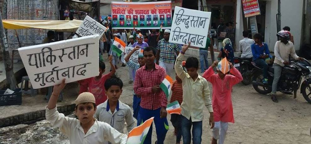after surgical strike on pakistan muslim community in greater noida carry out rally against pak