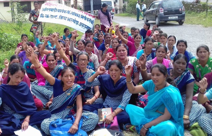 Anganwadi workers on strike