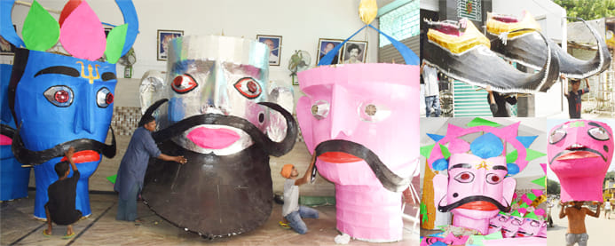 this time getting ready for the super weird effigies of Ravana