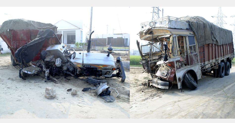 Tractor-trolley and truck collision, two killed on the spot