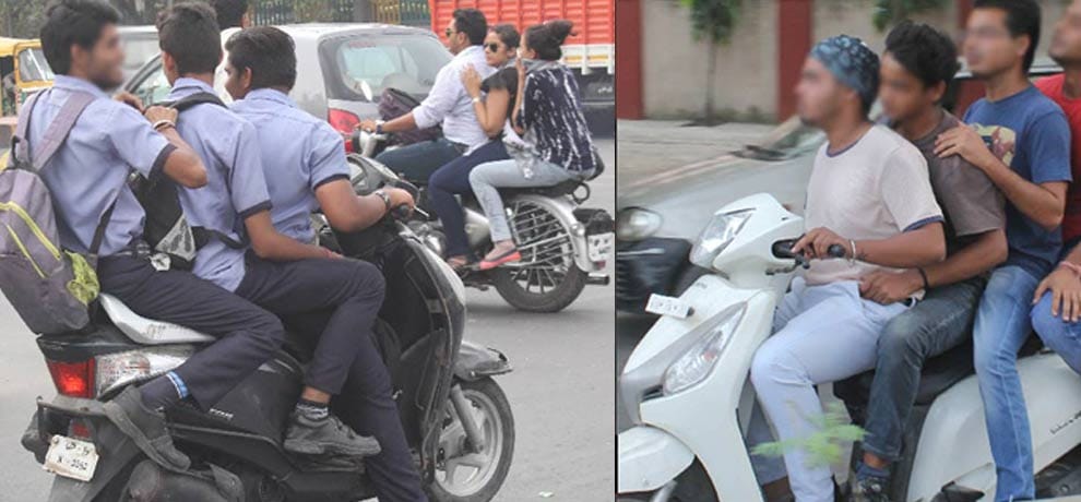 traffic rules are broken in noida by minors  