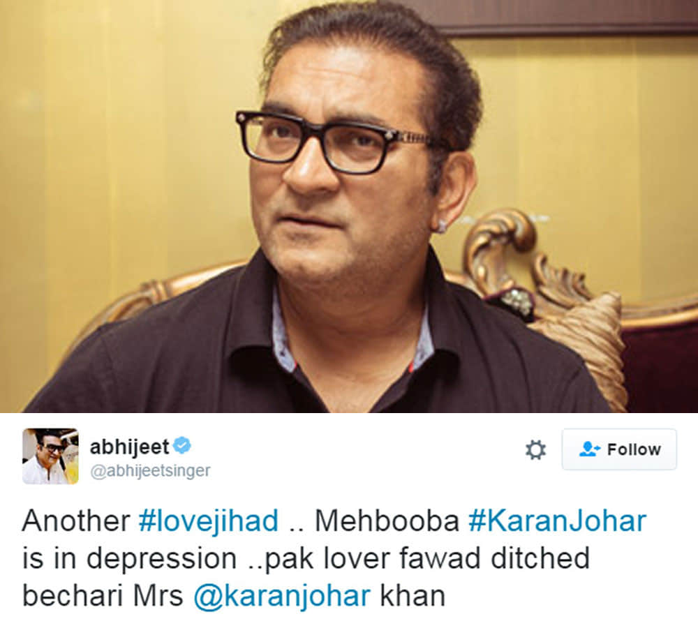 Abhijeet links Karan to Fawad, calls him Mrs Karan Johar Khan