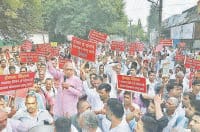 workers, salery, demonstration, demands, karnal
