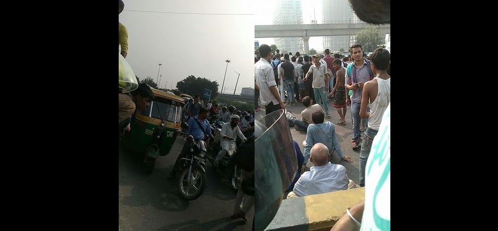 mahamaya flyover jammed by placing dead body and holding protest