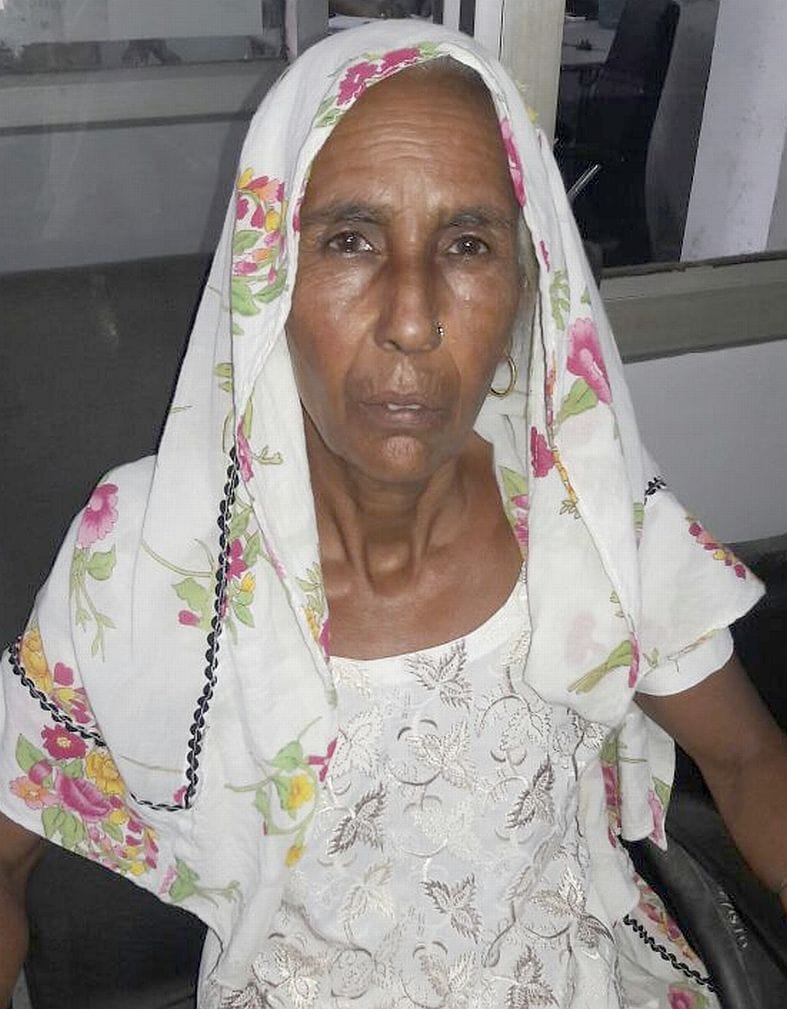 old woman trying to show himself alive.