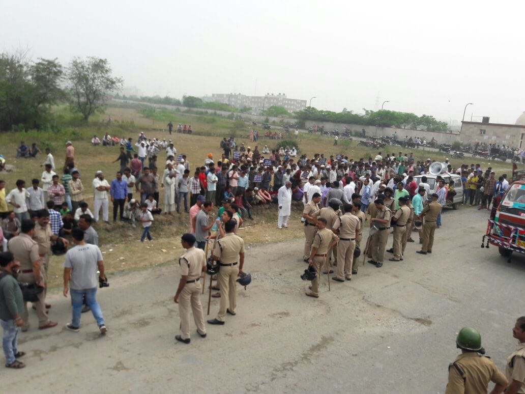 public protest against shishambara trouncing ground  