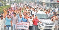 illegal colony, municipal corporation, people, dharna, karnal