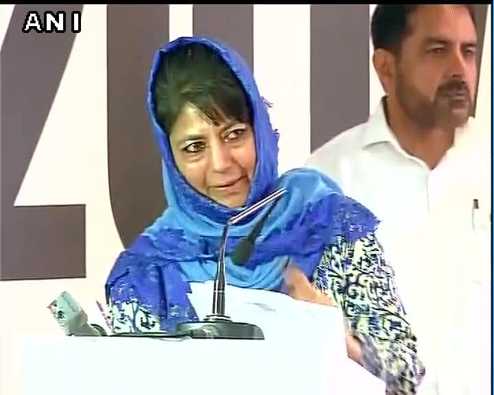 CM Mehbooba Mufti breaks down after hearing her father's voice in a video clip on Kashmir tourism.
