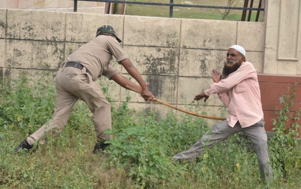 police lathicharge on shishambara plant foundation ceremony