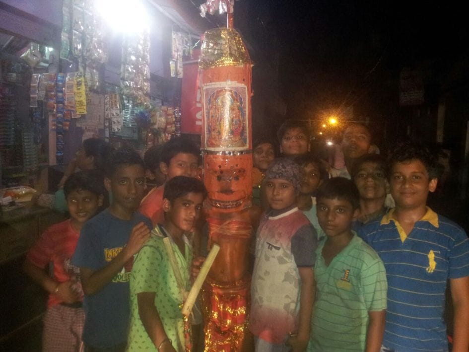 The children took procession of Hanuman