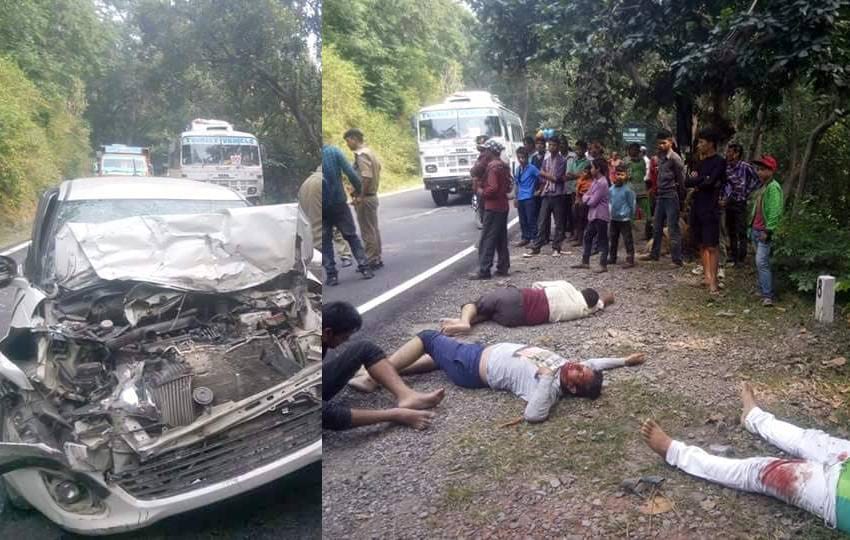 car hit in accident in rishikesh.