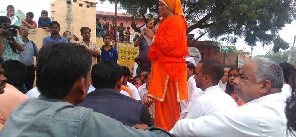 sadhvi prachi reaches bisahda says 14 other accused should be shift from up jail else they will die