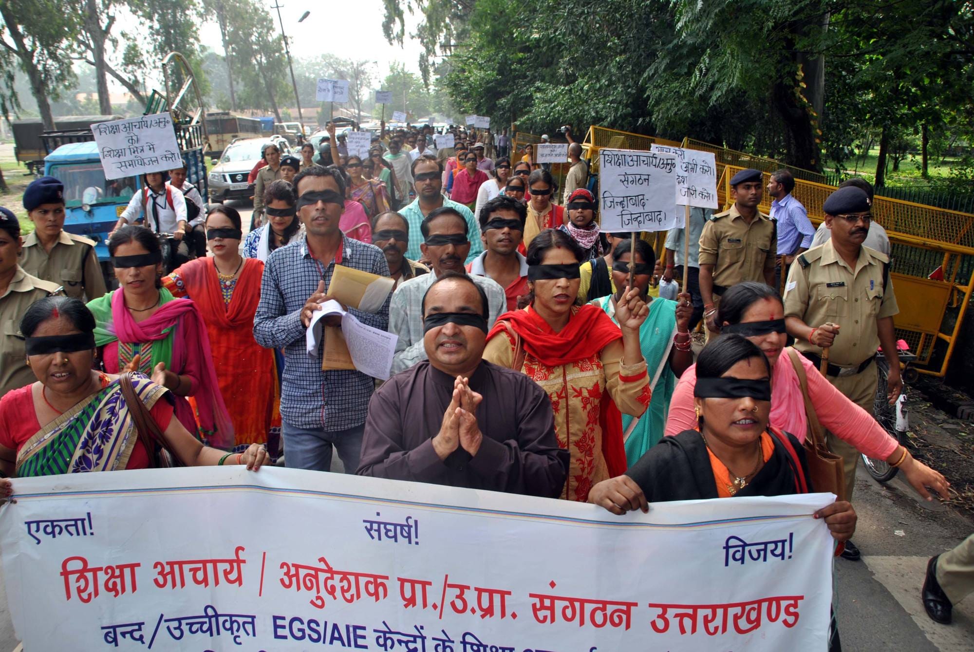 shiksha acharya rally in dehradun.