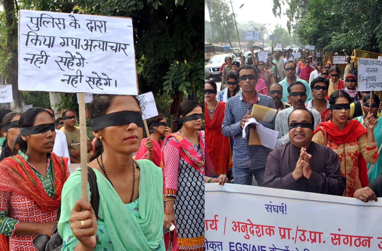 shiksha acharya rally in dehradun.