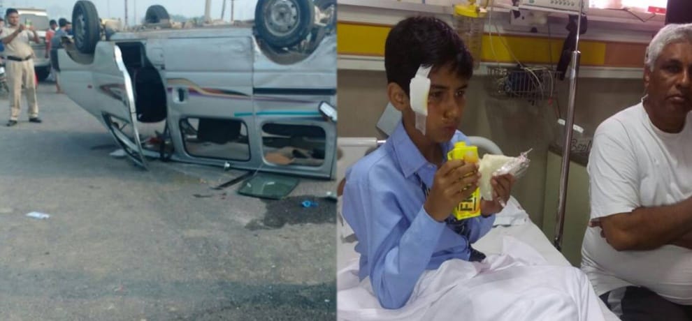 school van collides with swift car, 1 student died on the spot