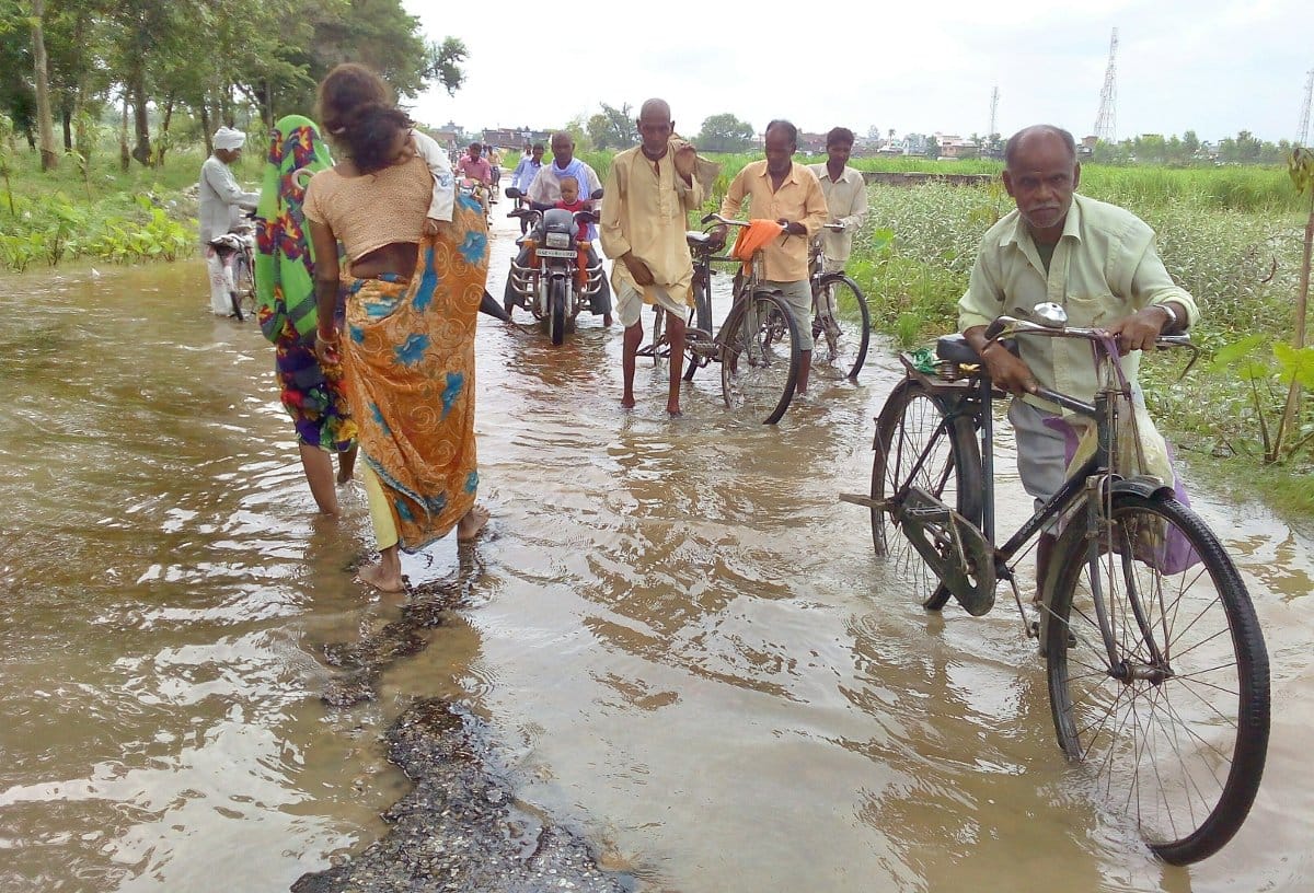 Heavy rains submerged roads