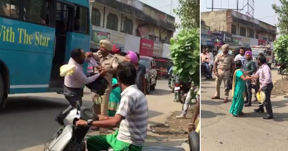 fight between Traffic police and army officer in kapurthala punjab