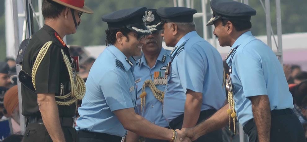 sachin attends 84th air force day at hindon air base, world sees first made in india fighter plane 